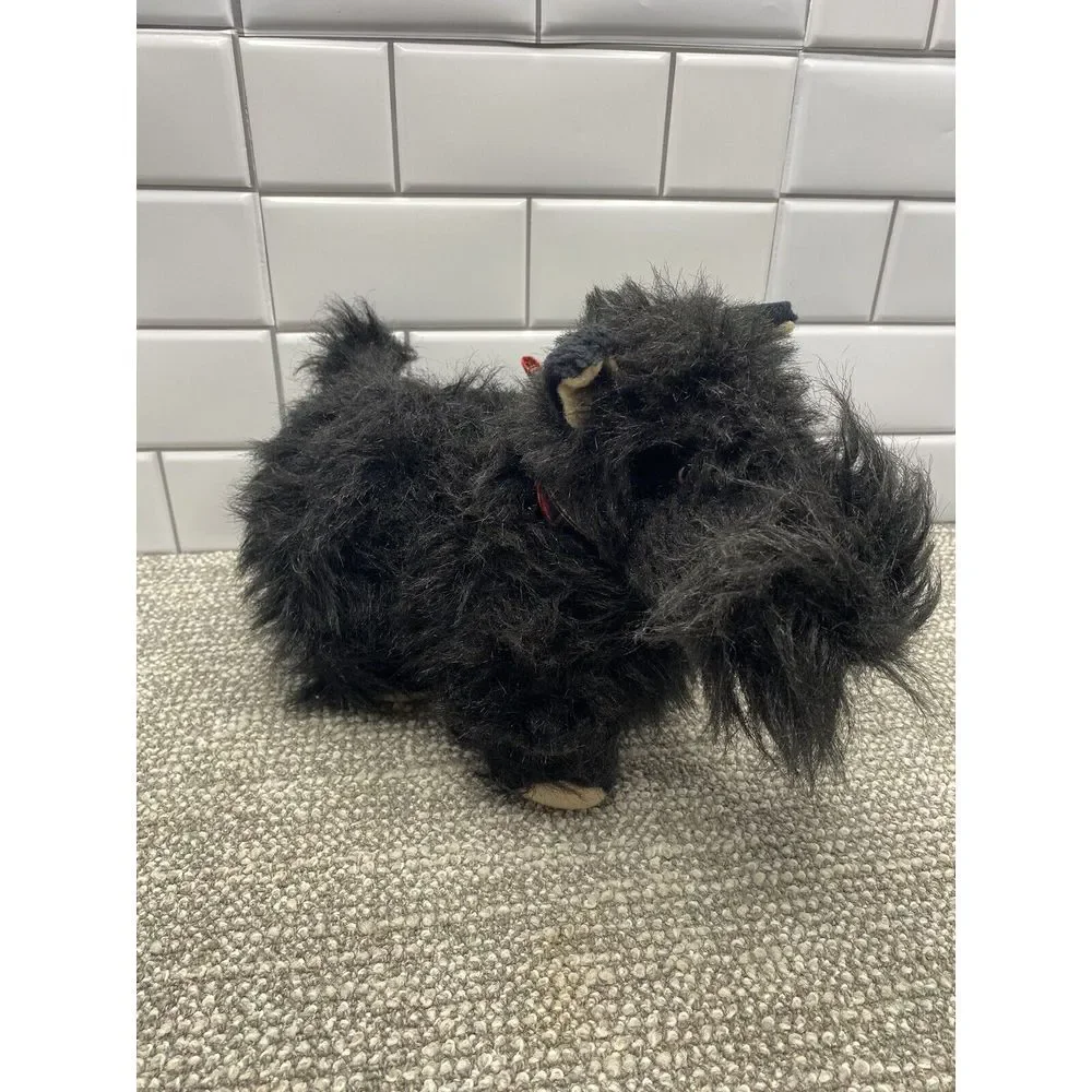 Emotions‎ VTG Scottie Terrier Plush Puppy Dog Tush Tag Attached Black W Bow HG3